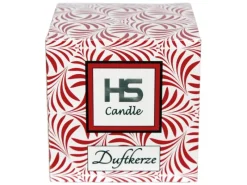 HS Candle Duftkerze & Glas Weihnachten Rot Bonbon 50h