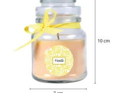 HS Candle Duftkerze & Glas Duft Schriftzug Bonbon Ø7 cm Vanille