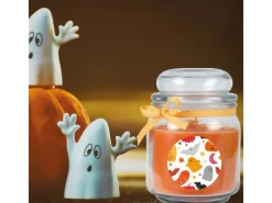 HS Candle Duftkerze & Glas Halloween Orange Bonbon 70h