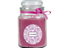 New HS Candle Duftkerze & Glas Duft Schriftzug Bonbon Ø10 cm Lavendel