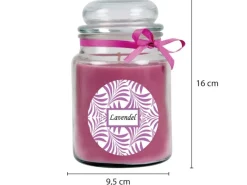 New HS Candle Duftkerze & Glas Duft Schriftzug Bonbon Ø10 cm Lavendel