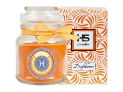 New HS Candle Duftkerze & Glas Sternzeichen Honigmelone 30 Stunden Fische