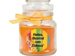 Outlet HS Candle Duftkerze & Glas Karneval Orange Bonbon 30h