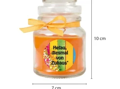 Outlet HS Candle Duftkerze & Glas Karneval Orange Bonbon 30h