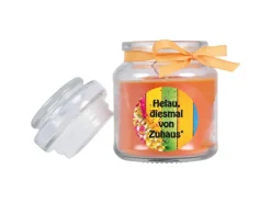 Outlet HS Candle Duftkerze & Glas Karneval Orange Bonbon 30h