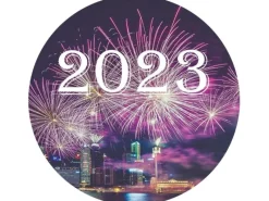 HS Candle Duftkerze & Glas Neujahr Lila Bonbon 70h