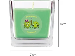 HS Candle Duftkerze & Glas Karneval Grün Viereck 50h