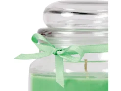 New HS Candle Duftkerze & Glas Neujahr Grün Bonbon 70h