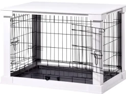 Best Dobar Hundebox Indoor mit Tischoberfläche 83 x 55 x 59 cm Weiß