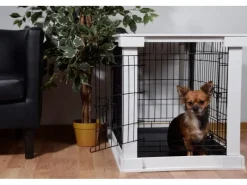 Best Dobar Hundebox Indoor mit Tischoberfläche 83 x 55 x 59 cm Weiß