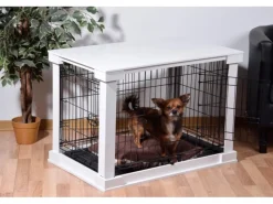 Best Dobar Hundebox Indoor mit Tischoberfläche 83 x 55 x 59 cm Weiß