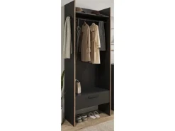 Hot Inn.Furn Garderobe Salud in Grau und Nox Eiche 70 x 189 cm Salud