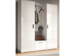 Inn.Furn Garderobe Set Weiß Hochglanz 4-teilig 165 cm Viel Stauraum Grazie
