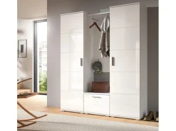 Inn.Furn Garderobe Set Weiß Hochglanz 4-teilig 165 cm Viel Stauraum Grazie