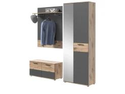 Inn.Furn Garderoben-Set Eiche Grau 3-teilig 175 cm mit Soft-Close Tomaso