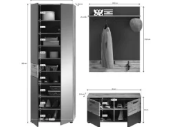 Inn.Furn Garderoben-Set Eiche Grau 3-teilig 175 cm mit Soft-Close Tomaso