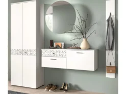 Inn.Furn Garderoben-Set in Weiß Hochglanz 226 cm Relief