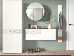 Inn.Furn Garderoben-Set in Weiß Hochglanz 226 cm Relief