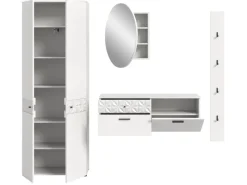 Inn.Furn Garderoben-Set in Weiß Hochglanz 226 cm Relief