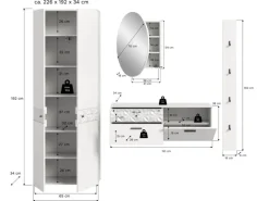 Inn.Furn Garderoben-Set in Weiß Hochglanz 226 cm Relief