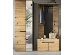 Inn.Furn Garderoben-Set 3-teilig in Eiche und Grau 160 cm Cooper