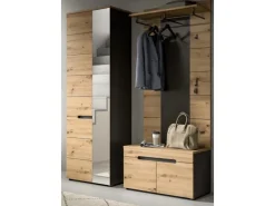 Inn.Furn Garderoben-Set 3-teilig in Eiche und Grau 160 cm Cooper