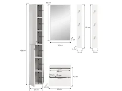 Clearance Inn.Furn Garderoben-Set 5-teilig in Weiß Hochglanz 153 cm SystemX