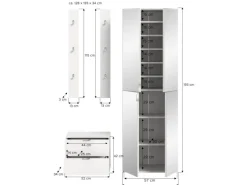 Inn.Furn Garderoben-Set 4-teilig in Weiß Hochglanz 128 cm SystemX