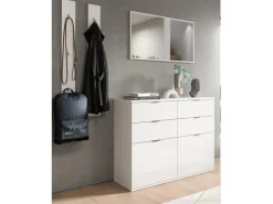 New Inn.Furn Garderoben-Set 4-teilig in Weiß Hochglanz 166 cm SystemX