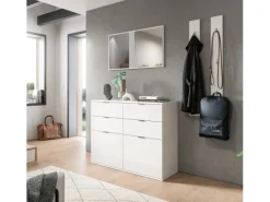 New Inn.Furn Garderoben-Set 4-teilig in Weiß Hochglanz 166 cm SystemX