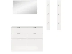 New Inn.Furn Garderoben-Set 4-teilig in Weiß Hochglanz 166 cm SystemX