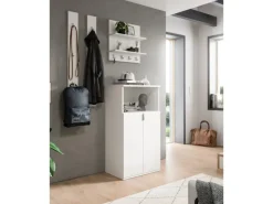 Inn.Furn Garderoben-Set 4-teilig in Weiß Hochglanz 117 cm SystemX