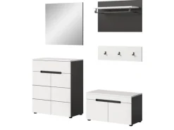 Online Inn.Furn Garderoben-Set 5-teilig in Weiß und Grau 175 cm Cooper