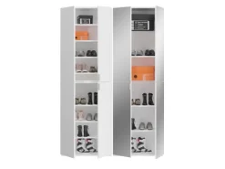 Inn.Furn Garderoben-Set 4-teilig Weiß Hochglanz 243 cm mit Spiegel SystemX