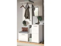 Inn.Furn Garderoben-Set 4-teilig Weiß Hochglanz 110 cm Grazie