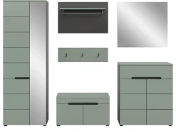 New Inn.Furn Garderoben-Set 6-teilig in Salbei und Grau 255 cm Cooper