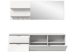 Inn.Furn Garderoben-Set 4-teilig in Weiß Hochglanz 144 cm SystemX