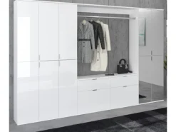 Inn.Furn Garderoben-Set 5-teilig Weiß Hochglanz 273 cm Viel Stauraum SystemX
