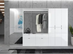 Inn.Furn Garderoben-Set 5-teilig Weiß Hochglanz 273 cm Viel Stauraum SystemX
