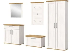New Inn.Furn Garderoben-Set 5-teilig Weiß Lärche 285 cm Landhaus-Stil Mirano
