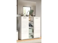 Inn.Furn Garderoben-Set 2-teilig Weiß Hochglanz 110 cm mit 10 Fächern Grazie