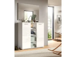 Inn.Furn Garderoben-Set 2-teilig Weiß Hochglanz 110 cm mit 10 Fächern Grazie