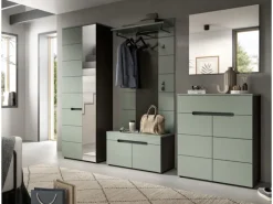 New Inn.Furn Garderoben-Set 4-teilig in Salbei und Grau 175 cm Cooper
