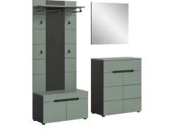 New Inn.Furn Garderoben-Set 4-teilig in Salbei und Grau 175 cm Cooper
