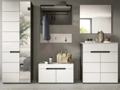 Inn.Furn Garderoben-Set 6-teilig in Weiß und Grau 255 cm Cooper