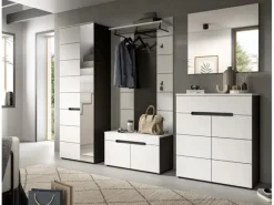 Hot Inn.Furn Garderoben-Set 3-teilig in Weiß und Grau 180 cm Cooper