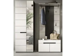 Discount Inn.Furn Garderoben-Set 3-teilig in Weiß und Grau 160 cm Cooper