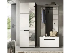 Discount Inn.Furn Garderoben-Set 3-teilig in Weiß und Grau 160 cm Cooper