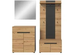 Online Inn.Furn Garderoben-Set 4-teilig in Eiche und Grau 175 cm Cooper