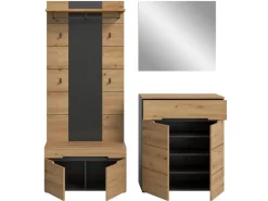 Online Inn.Furn Garderoben-Set 4-teilig in Eiche und Grau 175 cm Cooper